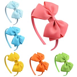 ZOCONE Pack of 6 Bowknot Headbands, Hairdresser Hair Bands, Children's Headbands, Colourful Headbands, Vertical Headbands, Party Eucharist, Girls Hair Accessories (Pink)