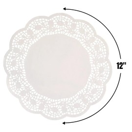 White Paper Doilies - 12" (12 Ct) - Premium Quality Disposable Table Decor for Weddings, Tea Parties, and Events