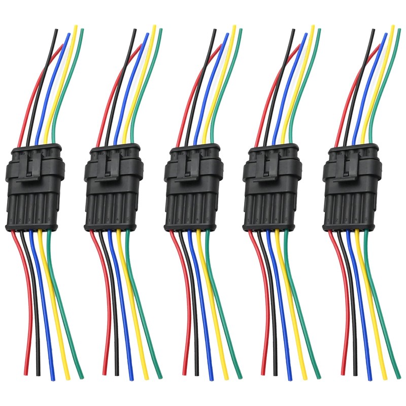 Vkinman 5 Sets 5-Pin Waterproof Automotive Electrical Connector Plug and