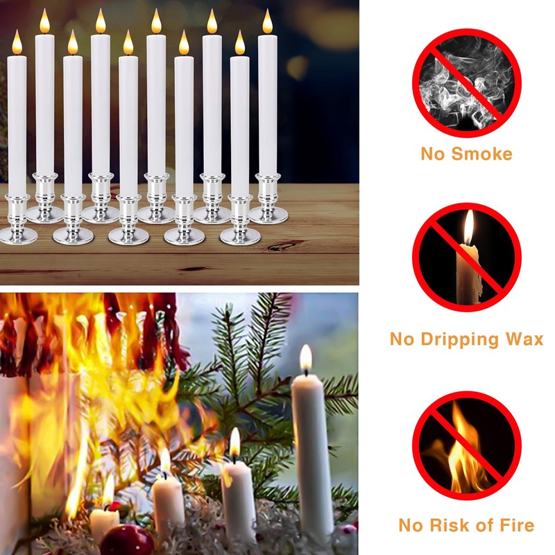 Bolamp LED Flameless Window Candles with Remote Timer Sliver Base