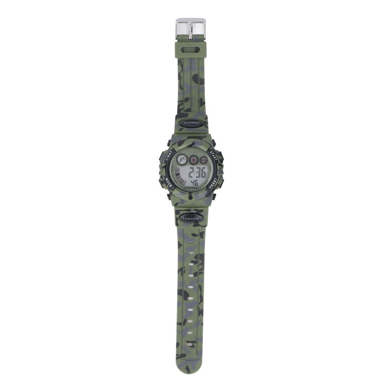 Camouflage Green Kids Watch 7 Colors LED 50M Waterproof Digital