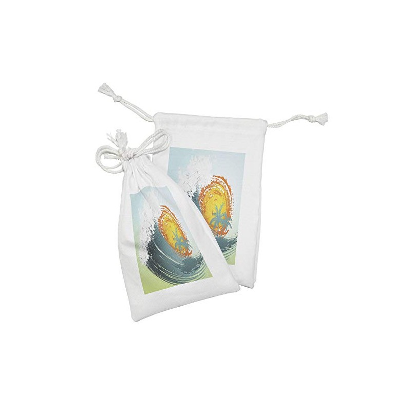 Ambesonne Tropical Fabric Pouch Set of 2, Exotic Coconut Palm