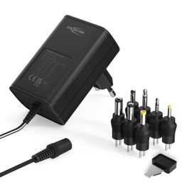 ANSMANN APS 1000 Universal Plug Power Supply 12 V with 7 Different Adaptors Plug - Mains Plug up to max. 1000 mA - Power Adapter for Power Supply of Many Small Electric Devices Adjustable from 3 to 12 Volt