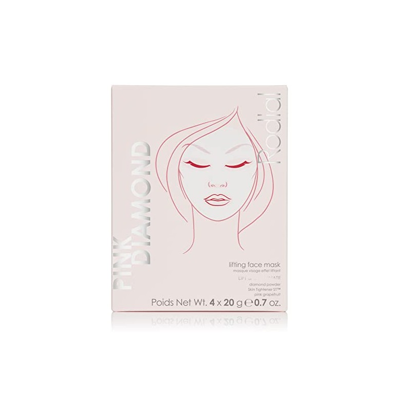 Caja de 4 mascarillas de elevación de diamante rosa