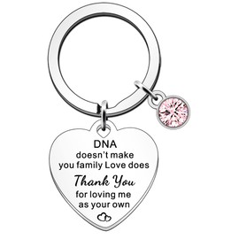 FMCC Mother in Law Gifts Step Mum Gifts Bonus Mother Gifts Keyring Thank You Mum Mothers Day Gifts DNA Doesn't Make You Family Love does