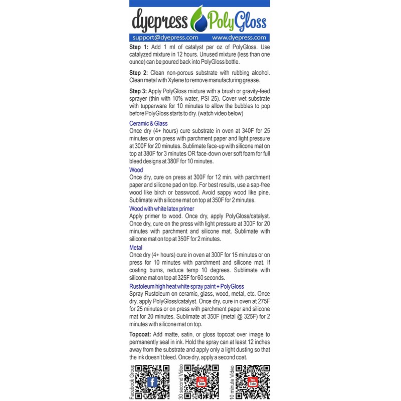 Dyepress PolyGloss Sublimation Coating for Hard Substrates: 16 oz.
