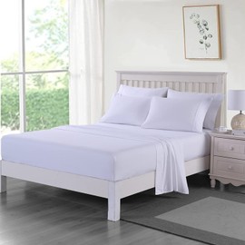 Dazzle Collection® 100% Egyptian Cotton Sheet 200 Thread Count Bed Fitted Sheet Hotel Quality Bedding Set Cotton for Caravan Campervan (King Fitted Sheet, White)