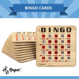 Regal Bingo Bulk Bingo Cards with Sliding Windows - Reusable Bingo Game Cards for Adults Large Group - 10 Pack, Woodgrain