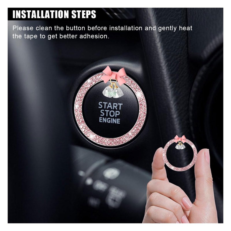 Bling Diamond Car Engine Start Stop Button Decoration Ring, Crystal
