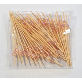 Shindo 9489 Bamboo Bamboo Skewers, Bead Picks (Pink), 2.8 inches (7 cm), 50 Pieces