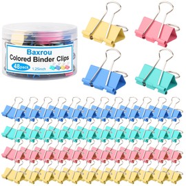 Colored Binder Clips,Medium Binder Clips 1.25 Inch (48 Pack) with Container,Color Binder Clips Medium Size, Big Paper Clips Clamps, Clips for Paperwork, for Office and Home Supplies School