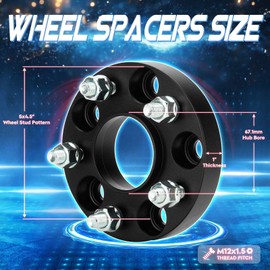 5x4.5 1in Hubcentric Wheel Spacers, 5x114.3mm Forged 5 Lugs Wheel Adapters, Fit for Hyundai Genesis Coupe Tiburon Veloster Mazda 3 5 6 CX-5 CX-7 CX-9, 67.1mm Bore with M12x1.5 Studs 4pcs