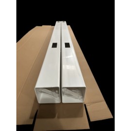 Set of 2 White Vinyl Routed Fence Cap Line Posts with Included Hooks & Railscolor: as Pic Color
