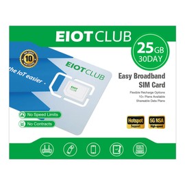 EIOTCLUB Data Only SIM Card - 25GB/30Day | USA Coverage, 5G/4G LTE SIM Card Works with Routers, WiFi Hotspots, Laptops, Tablets, Phone, 3-in-1 SIM (No Contract)