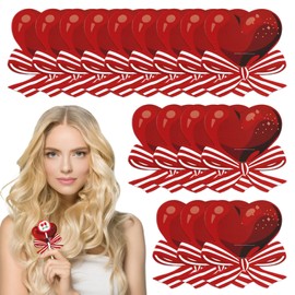50 Pcs Valentine Lollipop Holder Paper Tags Red Heart Bow Candy Wrappers Card Decorations Craft Label Christmas Wedding Home DIY Party Supplies
