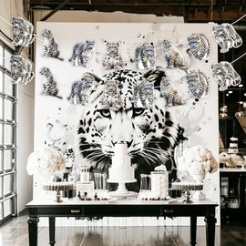 3 Pcs Snow Leopard Garland for Boys Girls Birthday Party Baby Shower