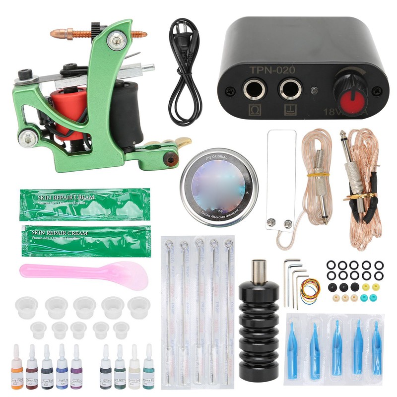 Complete Tattoo Kit Professional Coil Tattoo Machine Power Supply Pen