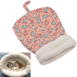 Roczential Cozy Warm Sleeping Bag for Cats Cozy Cat Winter Bag 360 Degree Wrap Self Warming Plush Puppy Sleeping Nest (Pink)