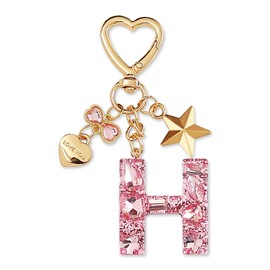 ZVRSUA Keyring Letter, Cute Key Fob Glitter Rhinestone Teenager Girls, Key Ring Name, Handbag Pendant, Bag Charms, Pendant, Keychain Initial, Gifts, silver