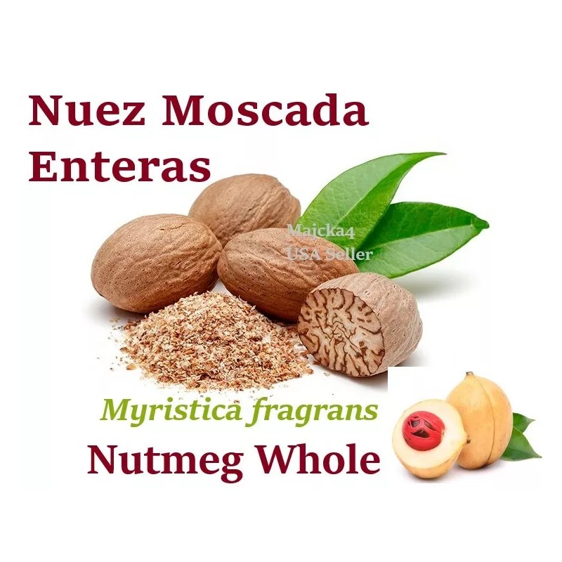 majcka4 Nuez Moscada Entera 1/2 oz Hierbas NUTMEG whole Myristica