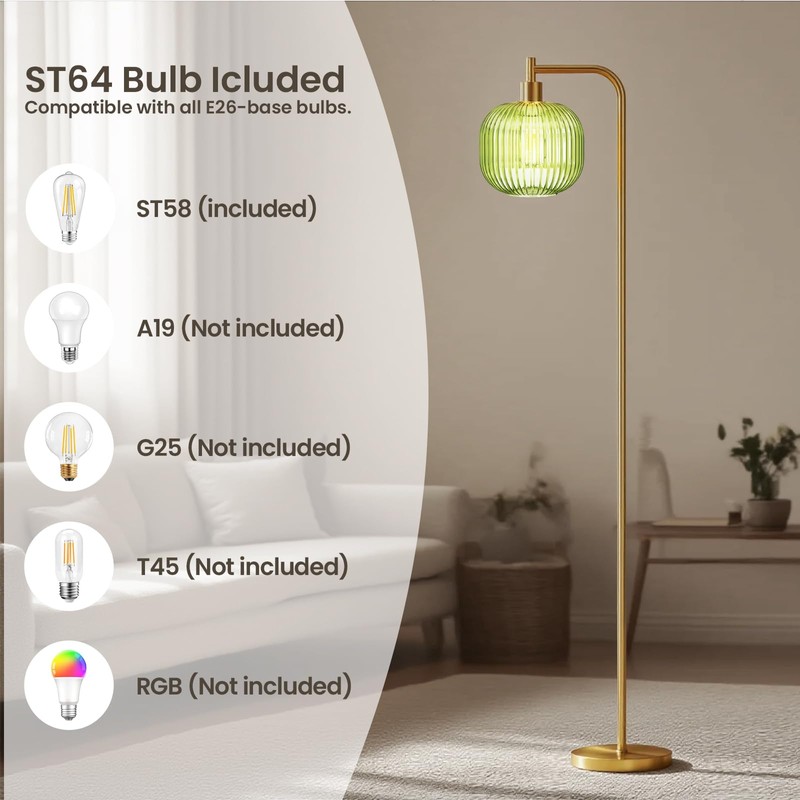 URLIGHTS Mid Century Modern Floor Lamp, 67" Tall Standing Lamp