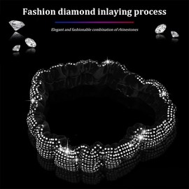 Bling Rearview Mirror Cover, Elastic Plush Auto Rear View Mirror Protector, with Shiny Rhinestones Crystal Decorative for Women Girls, Car Interior Accessories Universal for Car, SUV, VAN (Black)