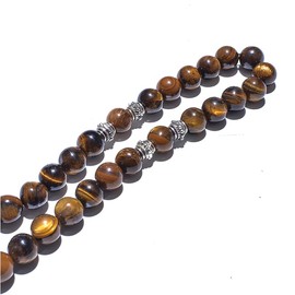 Hovaete Tasbih Prayer Beads Allah & Muhammad Islamic Prayer Rosary Muslim Islam Misbaha Tasbeeh Sibha 99 Prayer Beads Necklace 33 Prayer Beads Bracelet (10mm Tiger Eye), Stone, No Gemstone
