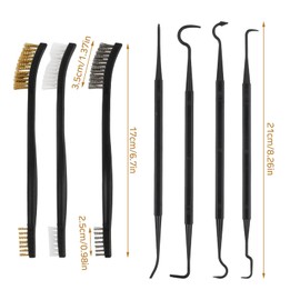 Emperoch 7Pcs Mini Wire Brush Pick Set, 3 Nylon Brass Stainless Steel Wire Brush, 4 Polymer Picks, Double Ended Wire Brushes&Picks for Cleaning Removal Dirt Rust Stains Paint Scrubbing Welding Slag