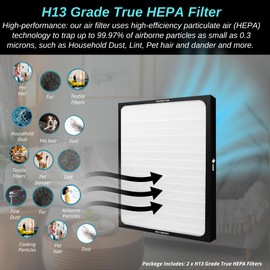 2 Pack Replacement Filters for Blueair 200/300 Series - H13-Grade Particle Filter - Compatible with Classic 200, 201, 203, 205, 210, 215, 250, 270/270E, 280i, 303