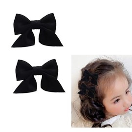 Black Bow Hair Clips for Girls Bowknot Hair Barrettes Black Bow Barrette Hair Bows Clips 2 Pcs Bowknot Hair Clip Satin Bows Hair Accessories for Girls Alligator Barrettes
