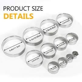 Obsoorth 12 Pcs Round Cookie Biscuit Cutter Set 1.0-4.4 Inch Stainless Steel Graduated Doughnut Cutter Metal Scone Pastry Cutter Professional Round Cookie Cutter for Baking, Sliver