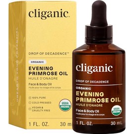 Cliganic Organic Evening Primrose Oil, 100 Pure (1oz) - For Hair  Face  Natural Cold Pressed Unrefined                                                