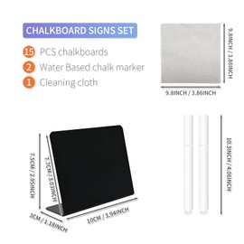 15 Pcs 4"x3" Mini Chalkboard Signs-Small Food Labels, Reserved Table Signs for Buffet, Birthdays, Bakery, Weddings Table Numbers, Place Cards, Name Tag- Include 2 Liquid Chalk Markers and 1 Rag