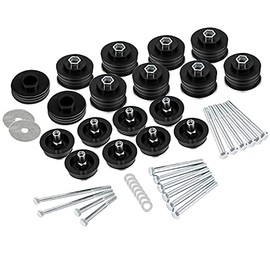 KF04060BK Body Mount Bushing Kit Oe Replacement For 2008-2016 Ford F250 F350 Super Duty 2WD 4WD Polyurethane Body Cab Mounts & Hardware & Steel Sleeves (Black)