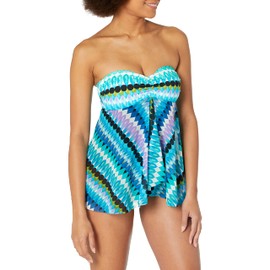Profile by Gottex Women's Standard Moroccan Escape Flyaway Bandeau Swimdress, Multi/Blu, 42