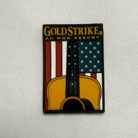 Gold Strike MGM Resort Magnet Guitar & American Flag Rubber