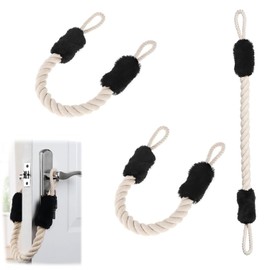 Xinghonyac 3 Pcs Door Stopper Latch, 60cm Cotton Rope Door Stopper, Anti-Collision Door Stop Stoppers, Door Handles Rope Stopper, Door Handle Protection Rope (Black)