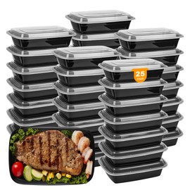 EnthuLove Meal Prep Containers, BPA-Free Reusable Food Prep Containers with Lids, Freezer Containers 1 Compartment, 25 Pack Stackable Microwavable 28oz Takeaway Lunch Boxes with Lids