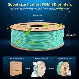 CCTREE High Speed TPU Filament 1.75MM, Soft TPU Flexible 3D Printing Filament Shore 95A,1kg Spool, Dimensional Accuracy +/- 0.03mm for Bambu lab 3D Printer Teal
