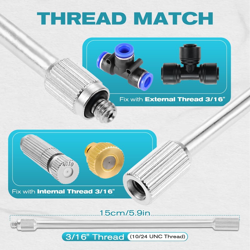 20 Packs Flexible Nozzle Extensions 5.9 Inch, Brass Mist Rod