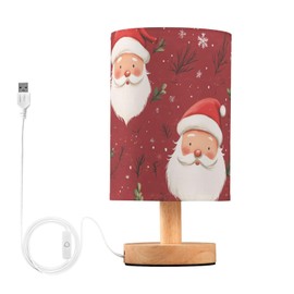 Oarencol Bedside Table Lamp Christmas Santa Snowflake Nightstand Lamp with Wood Desk Lamps for Bedroom Living Room Nursery Office Home Decor