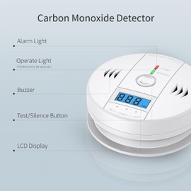 2 Packs Carbon Monoxide Detectors,CO Detector Battery Powered,Carbon Monoxide Alarm with Sensitive CO Sensor,LCD Display and Sound Warning,Complies with UL 2034 Standards