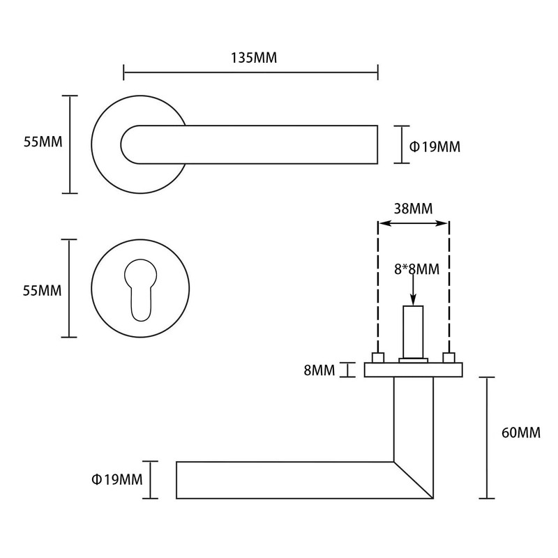 HAIFUAN Stainless Steel Door Handle, Door Lock Handle Set, Door