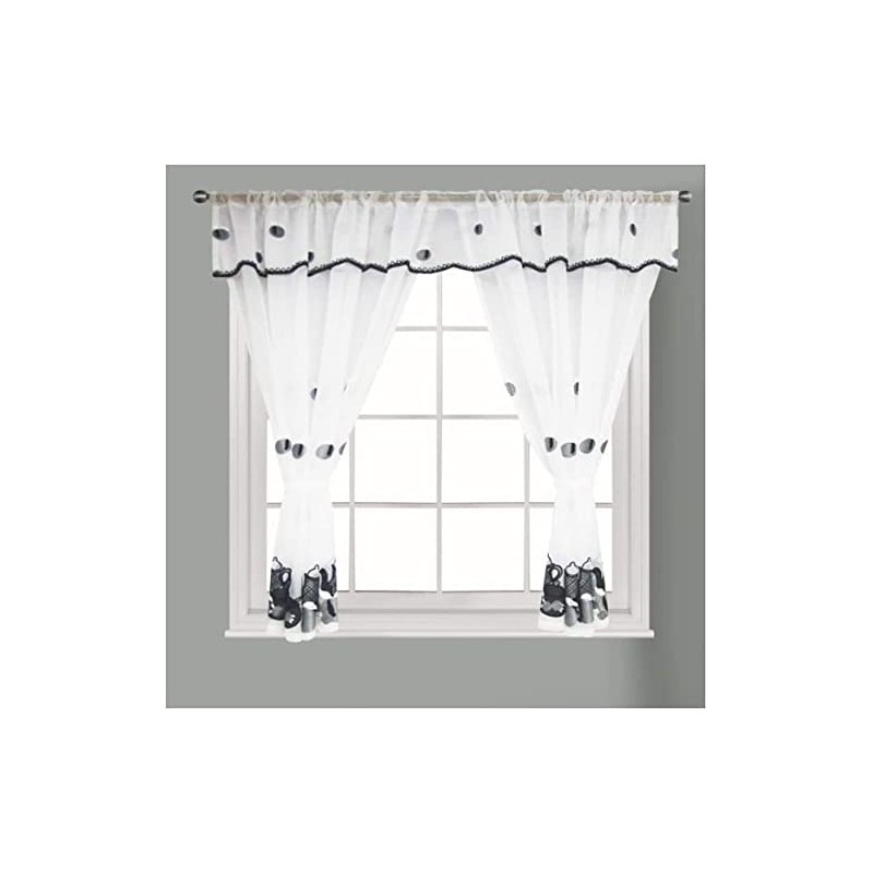 Householdfurnishing Embroidered Kitchen Window Pair Curtains Set Rod Pocket with