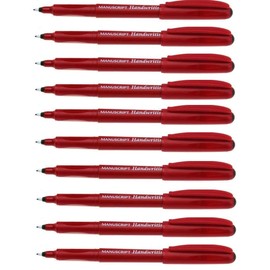 Manuscript Black Handwriting Pens Ergonomic Washable Ink - Pack 10