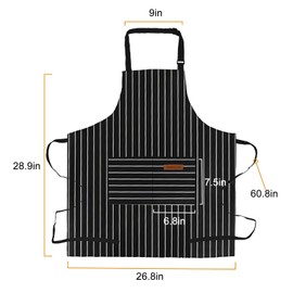 APRONPANDA 2-Pack Aprons for Women Men with Pockets Adjustable Bib Kitchen Chef Aprons for Cooking Baking BBQ