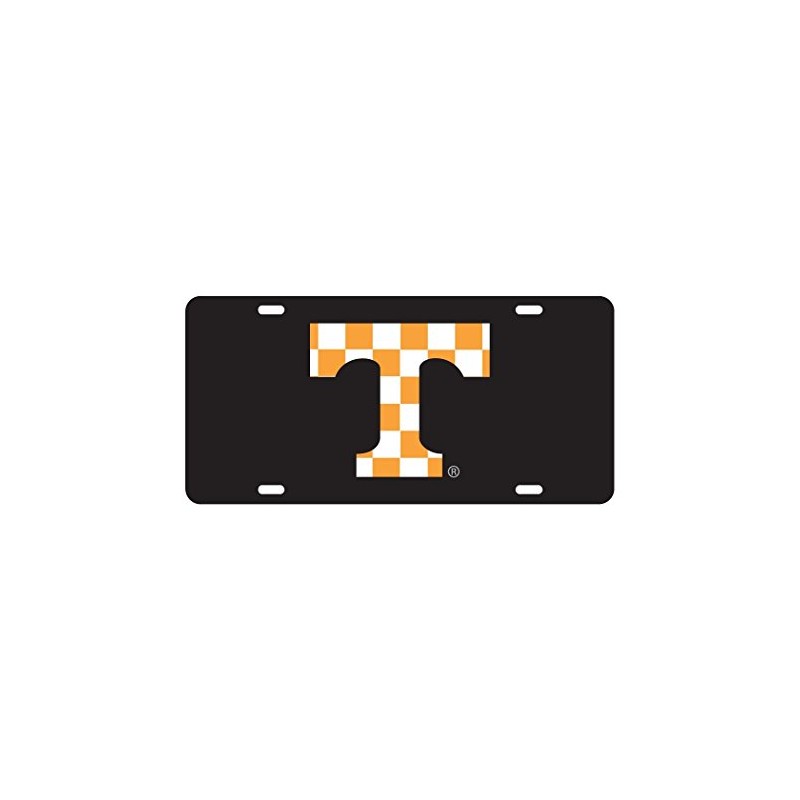 UT Tennessee Vols Black Mirrored Laser Checkerboard License Plate Tag
