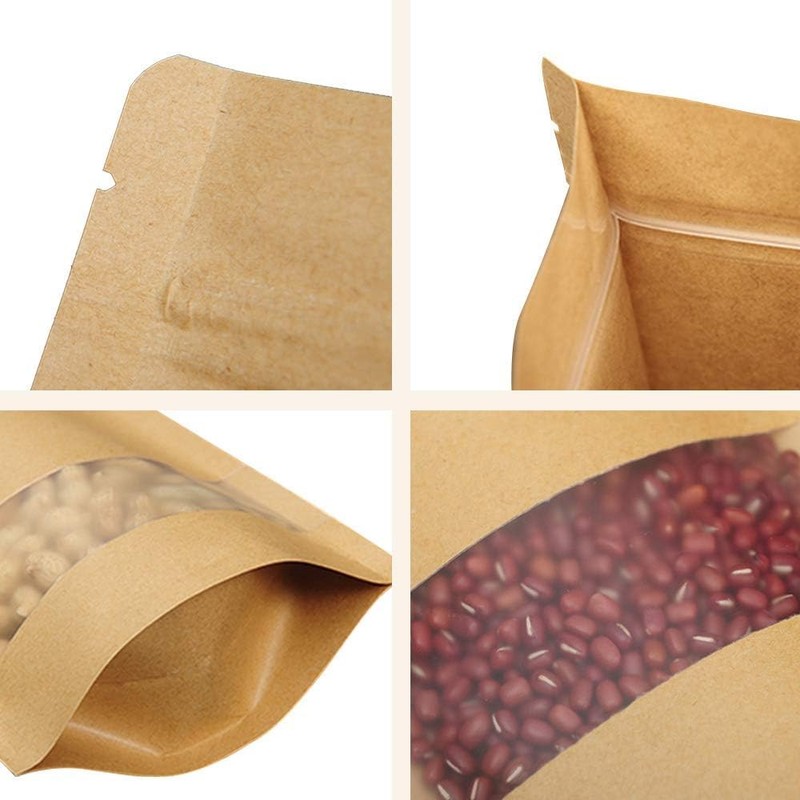 Bolsa Stand Up Pouch Kraft con Ventana De Pie Zipper