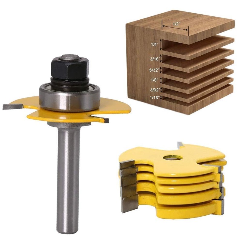 Bestgle 8mm Shank 6 Kerf Slot Router Bit Adjustable 3