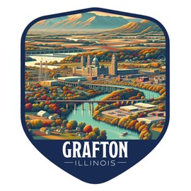 Grafton Illinois Vintage Shield Badge Souvenir - 3-Inch Vinyl Sticker